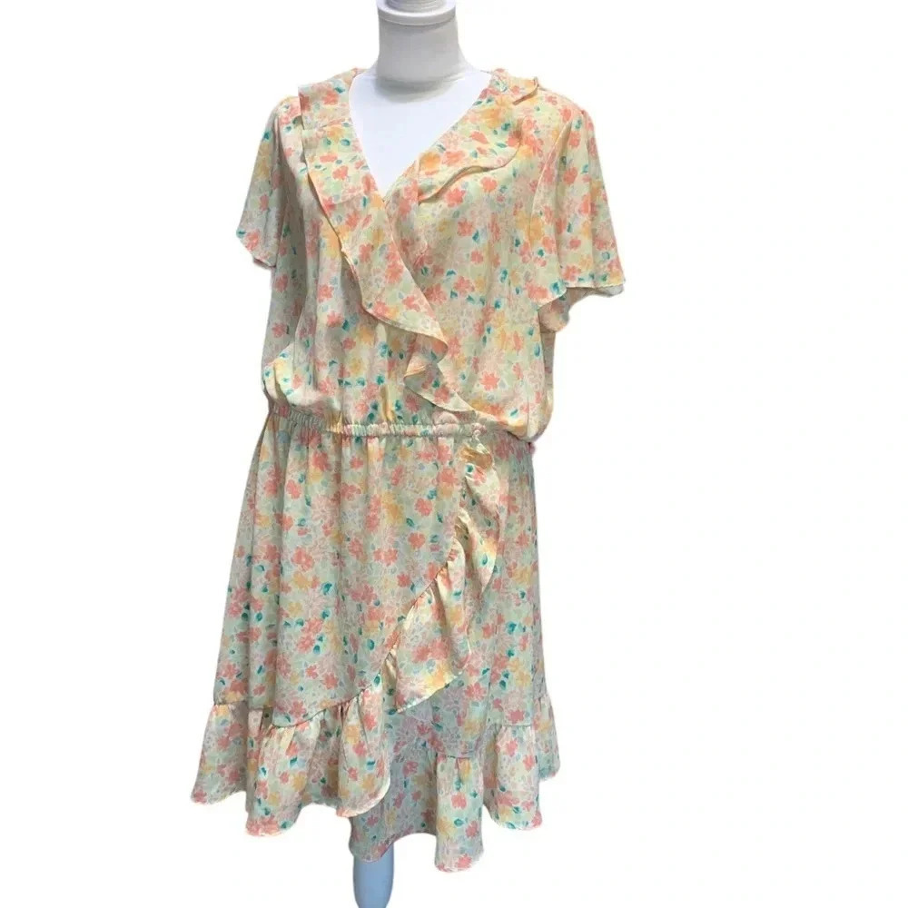 LAUREN Conrad women's size XXL yellow flowy floral dress
